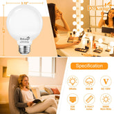 Dekang 4 Pack G25 LED Globe Light Bulbs for Bathroom 3000K Soft White, E26 Base Vanity Light Bulbs 60W Incandescent Equivalent, 5W Round Light Bulbs, 500LM, CRI 85+,Non-dimmable